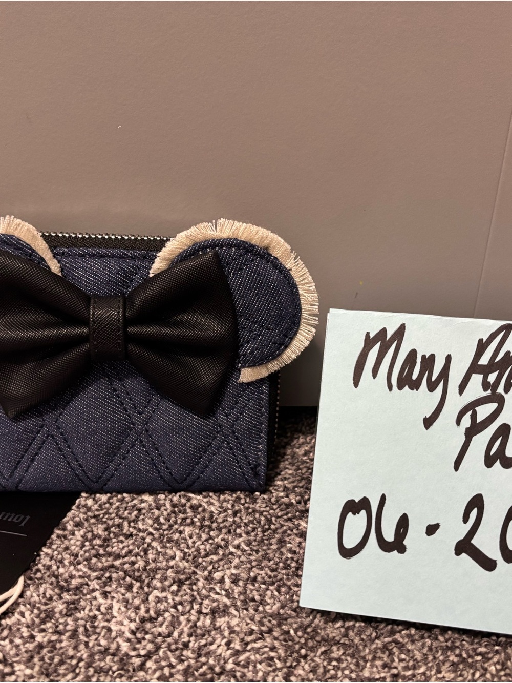 Loungefly Levi Quilted Bow wallet with Cream Trim